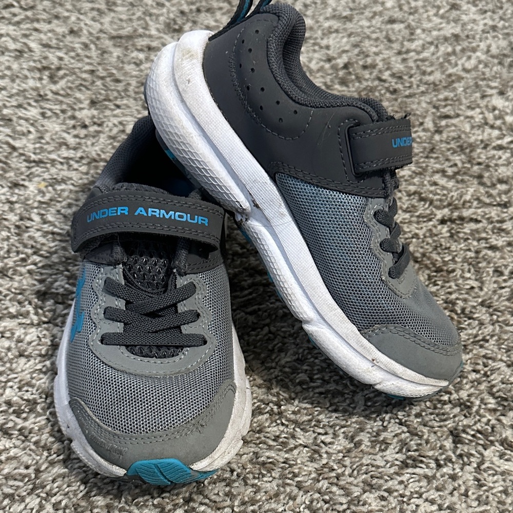 Under Armour Kids' Charcoal and Teal Sneakers